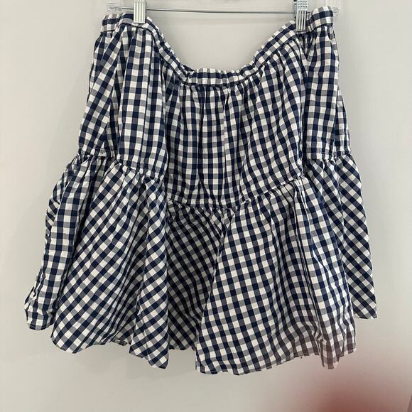 J.Crew Tiered Mini Skirt | Navy Gingham | Lightweight Summer Style XL NWT - Picture 3 of 10